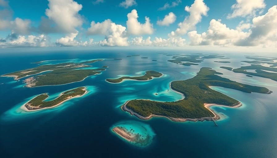Aerial view of Bermuda evoking Bermuda Triangle mystery.