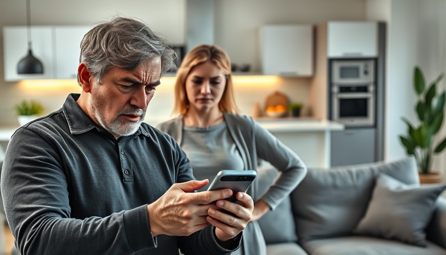 Selective hearing neurological process depicted by a man focusing on phone, ignoring a woman behind.