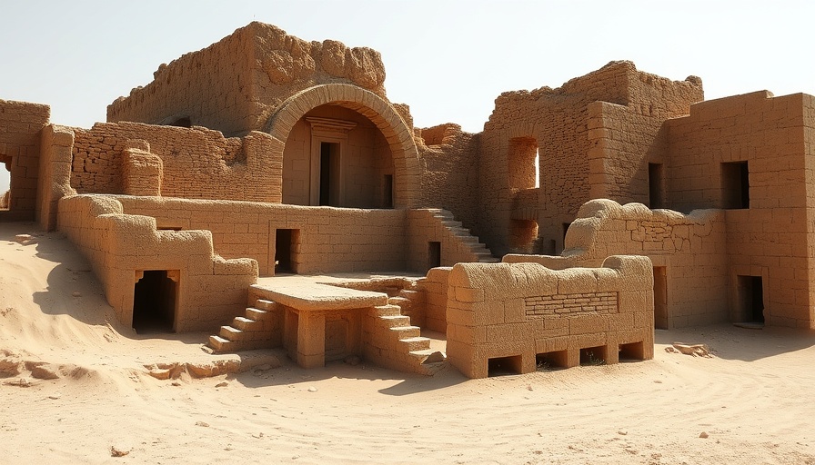 Ancient ruins of 1,600-year-old church in Egypt's desert landscape.