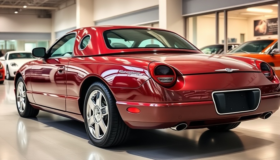 Sleek 2004 Ford Thunderbird in a showroom setting.