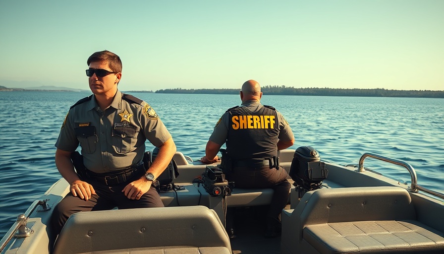 Sheriff patrol ensuring Lake Pontchartrain safety for seniors on a calm day.