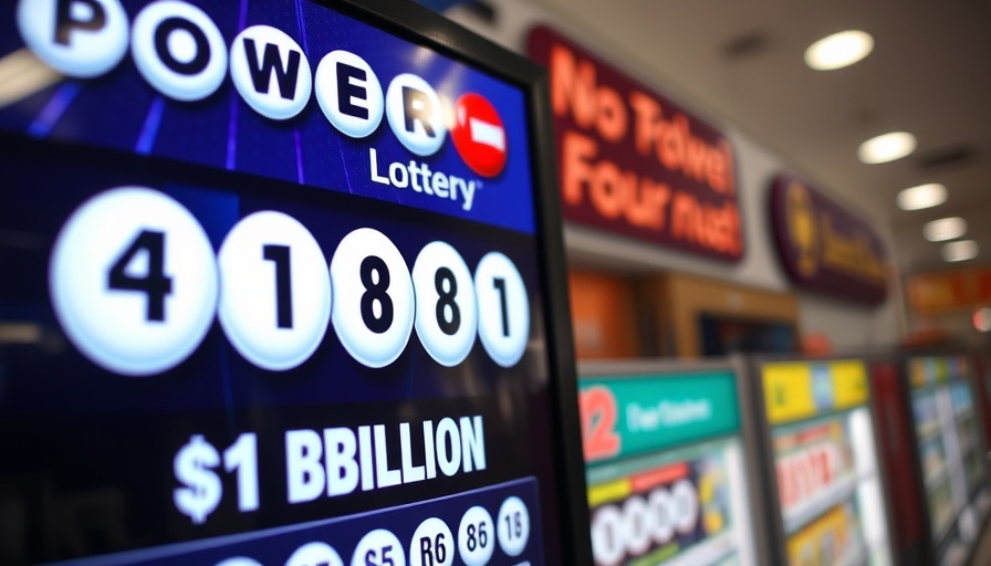 $1.4 billion Powerball jackpot display in a lottery retailer.