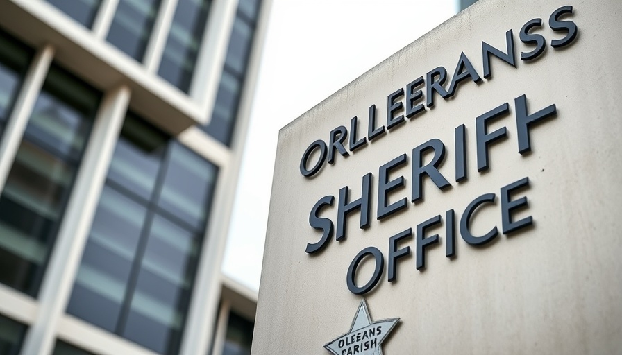 Orleans Parish Sheriff's Office sign with modern building background, OPSO cyberattack.