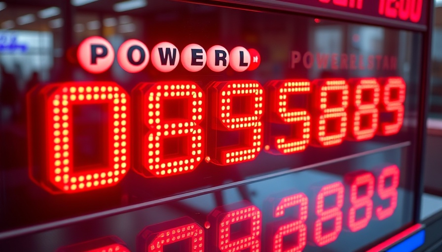 Powerball Winning Numbers display showing jackpot amounts