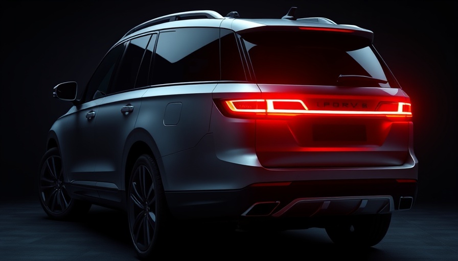 Sleek Electric Mercedes GLC SUV with illuminated taillights in a dark setting.