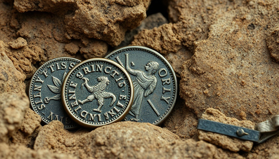Ancient Roman treasure discovery: coins and faded mural.