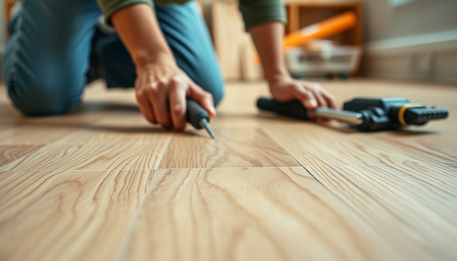 Laminate vs. Vinyl Flooring installation close-up, hands with tools.