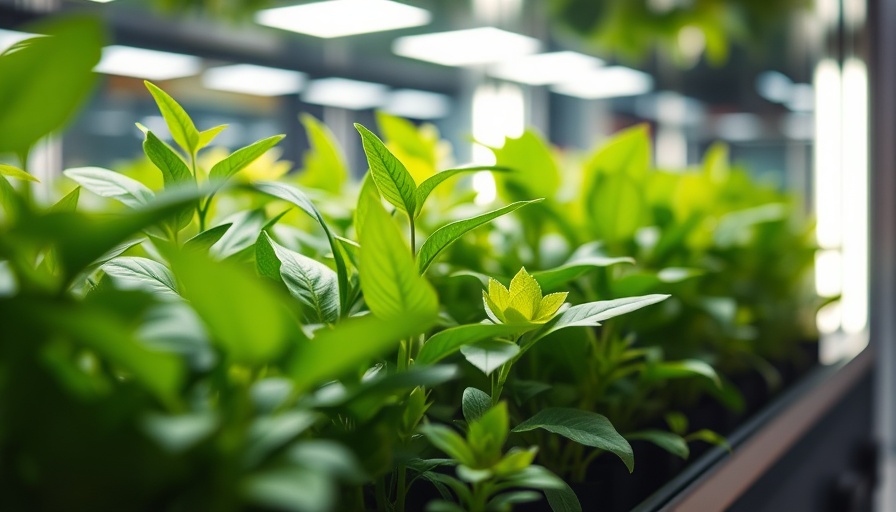 Smart indoor garden technology with vibrant plants under LED light.