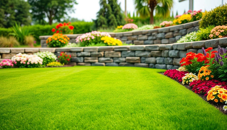 Curved inexpensive landscape edging enhances a vibrant lawn.