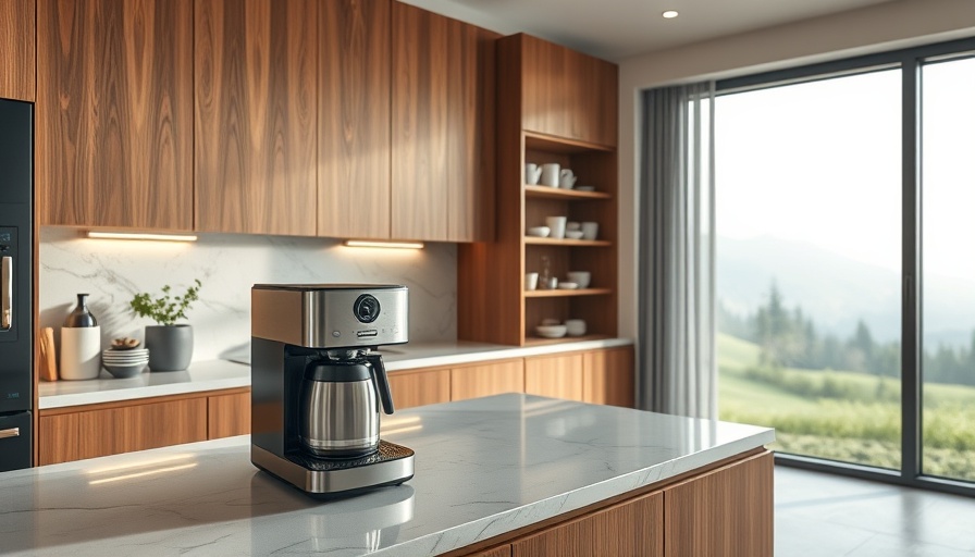 Modern kitchen with wooden accents and coffee maker, best coffee makers 2025.