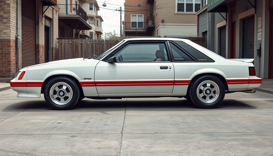 Classic white 1984 Ford Mustang GT350 parked in an urban driveway.