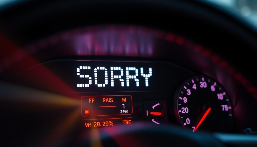 Car gadgets enhance communication with digital 'SORRY' sign display in a car.