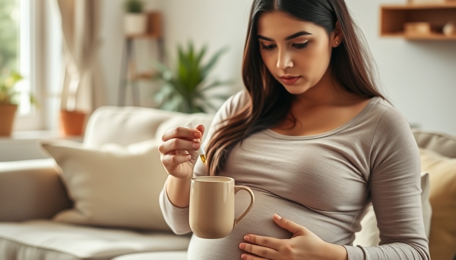 Pregnant woman using a dropper, representing cannabis use among pregnant women.