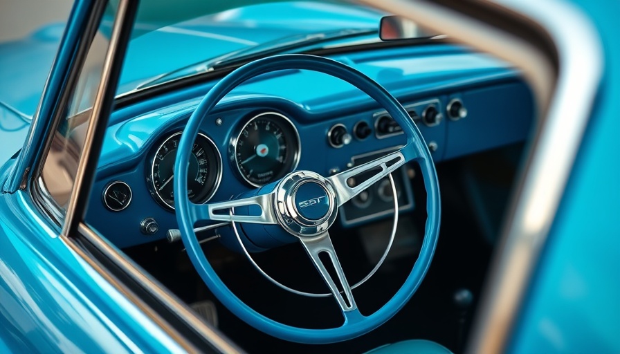 Classic blue car interior and exterior, ideal for buy used cars.