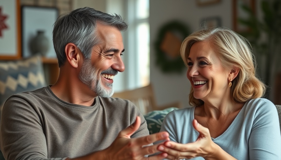Smiling couple discussing transformative one-page purpose statement concept.