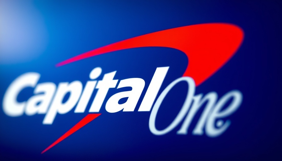 Capital One logo with curved red line on dark blue background, highlighting brand identity.