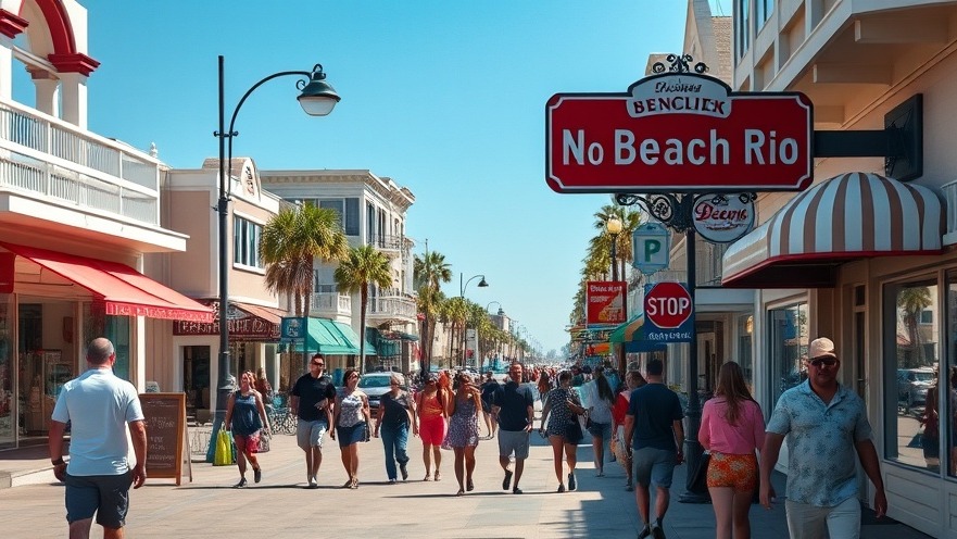Charming Flagler Avenue shops bustling with beachgoers, showcasing unique gifts in New Smyrna Beach.