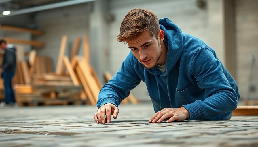 Young man arranging paving stones at HNA Installer Championship competition.