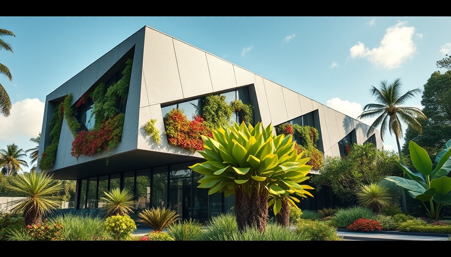 Birdwood House architecture with geometric facade surrounded by greenery.