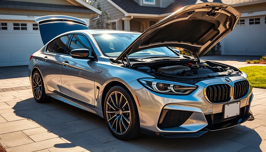 Ford V10 engine transformation in modern sedan, parked in driveway