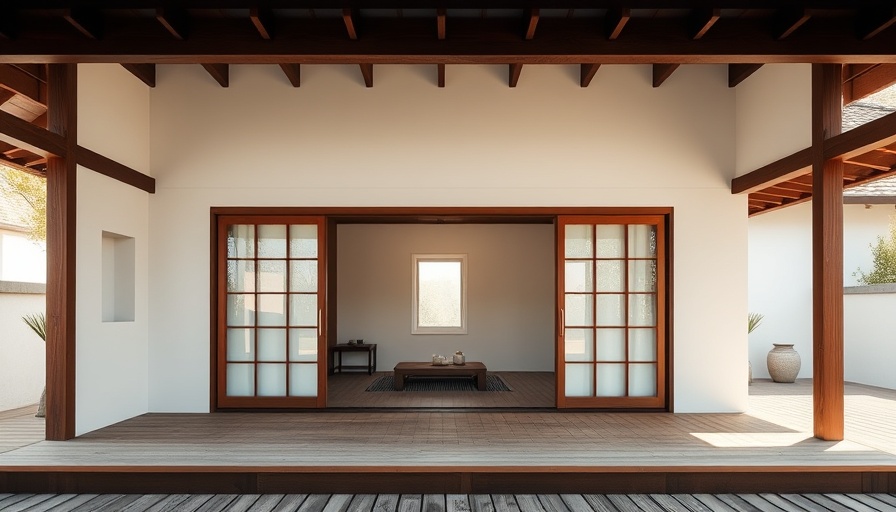 Japanese-inspired contemporary architecture in France with open sliding doors and minimalist design.