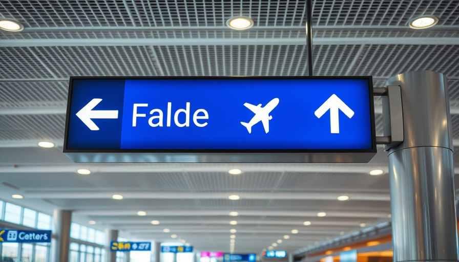 Airport sign with airplane symbol representing Brazilian natural stone exports.