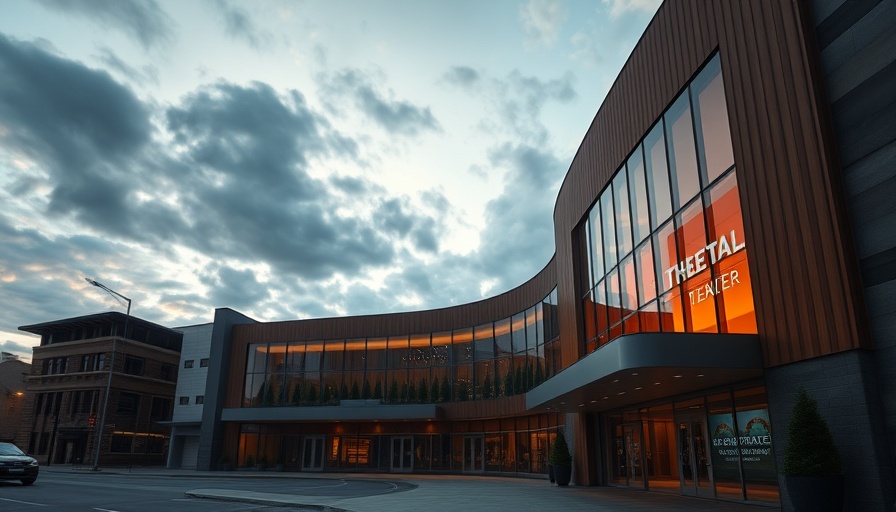 Modern theater with sustainable design at twilight