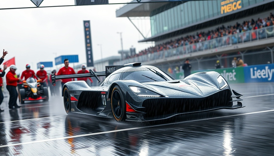 Supercars Finals drivers 2025 celebrating as race car crosses finish line in rain.