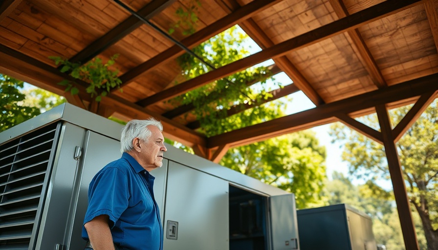 Inspection of generator equipment rental amidst grid instability under wooden shelter.