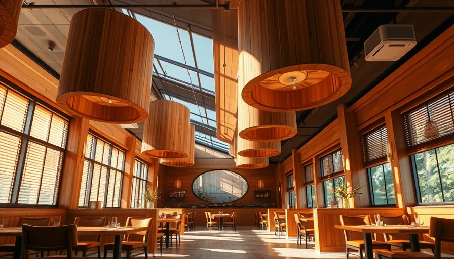 Modern RAGU restaurant design with wooden accents and warm lighting.