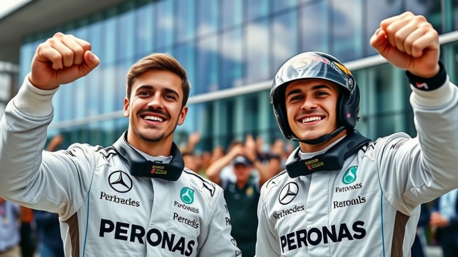 Two Mercedes drivers celebrating lineup confirmation