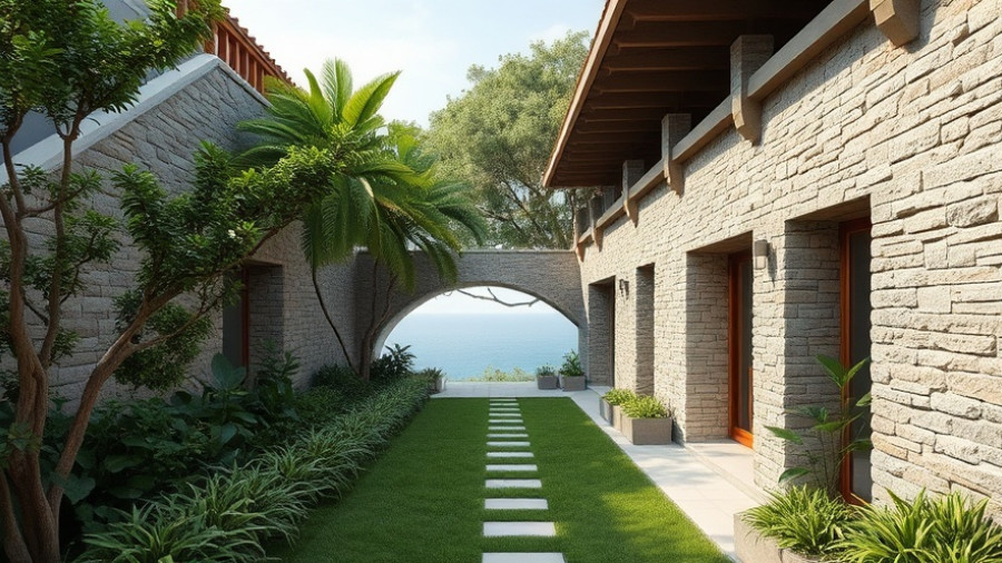 Bahía de Banderas modern house architecture courtyard with greenery and ocean view