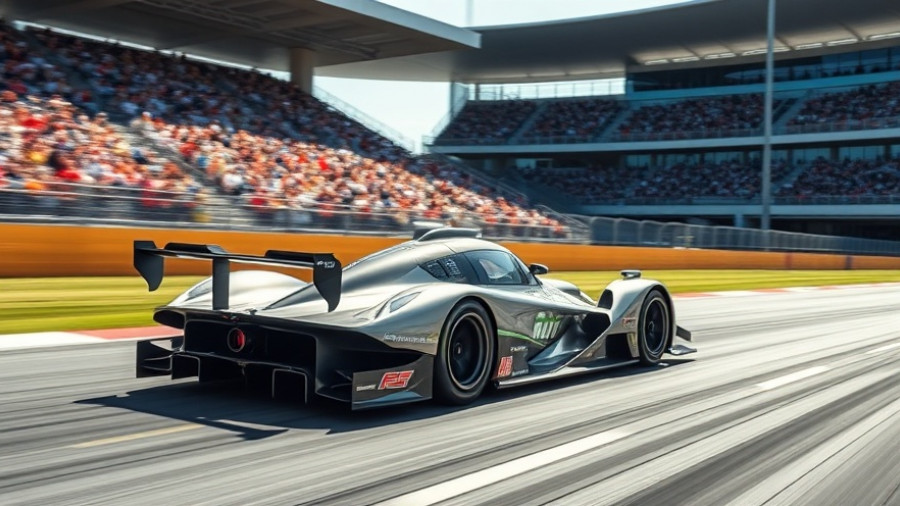 High-performance car racing on track with audience.