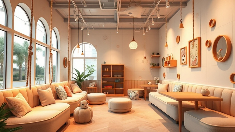 Charming children's playroom café, inviting warm decor.