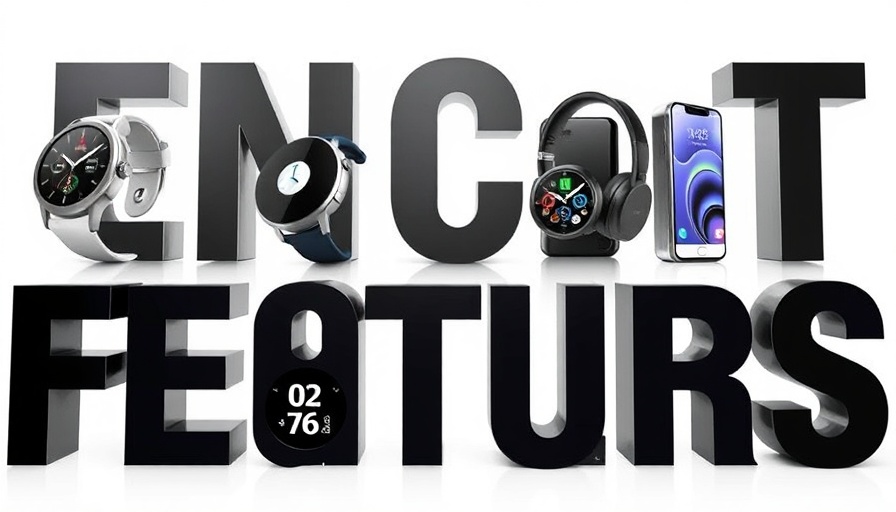 E-commerce clarity graphic with tech gadgets in bold text.
