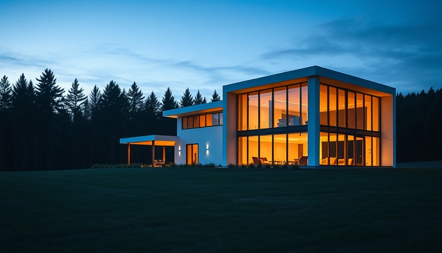 Whidbey Uparati House at dusk surrounded by nature.