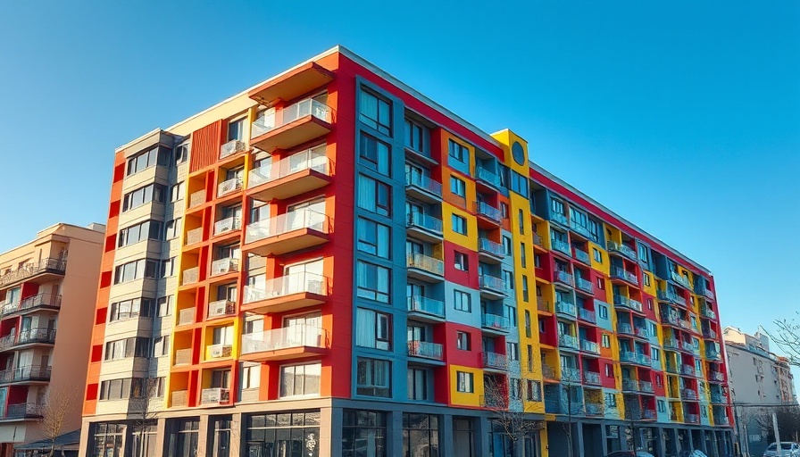 Contemporary university housing with vibrant design and colorful facade.