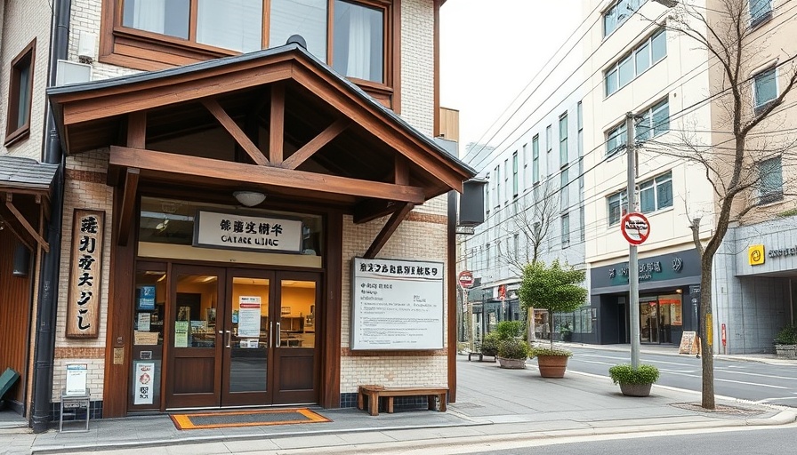 Beauty Acupuncture Clinic Ryu no Ana modern entrance in traditional Japanese building.