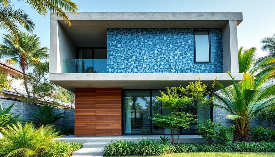 Modern Brazilian architectural design featuring blue tiles