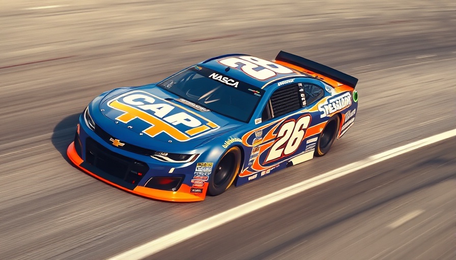 Austin Hill NASCAR Cup race car speeding on track, vibrant design.