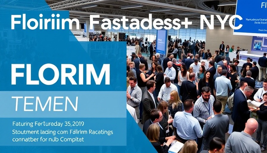 Florim Facades+ NYC event announcement with a networking scene.