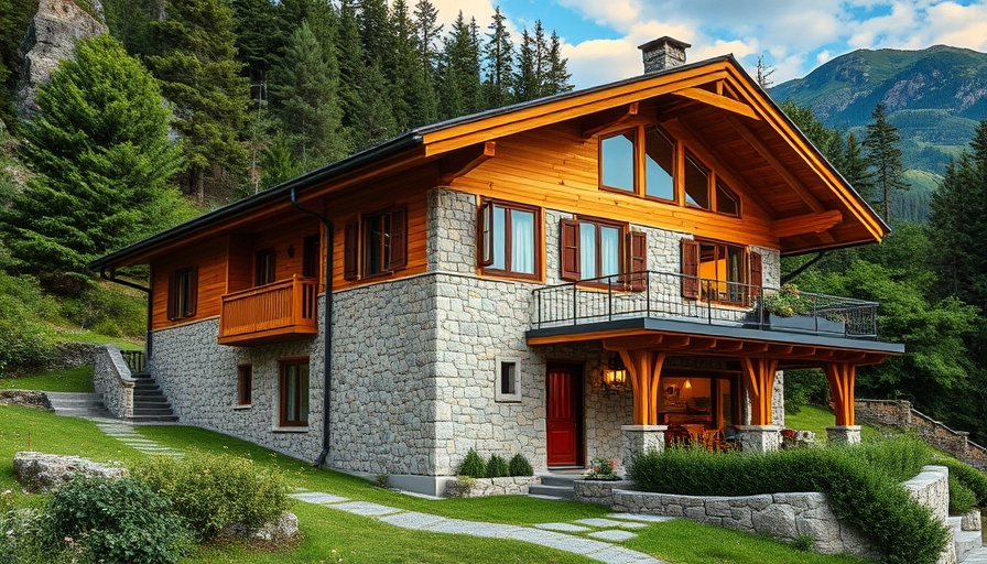 Toque Toque Grande II House with stone and wood facade in mountain setting.