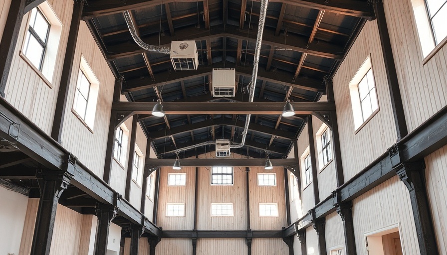 Renovation of historic building interior with wooden beams and plaster walls.