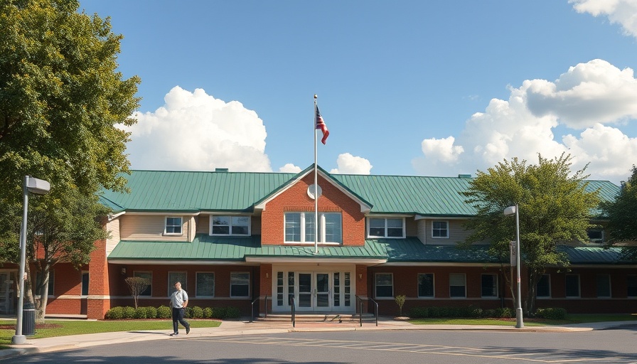 Syndal South Primary School modern building with flags and trees