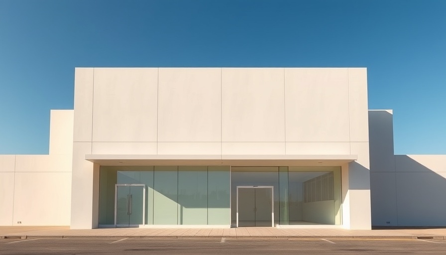 Oztile Showroom Architecture with minimalist design under a clear blue sky.