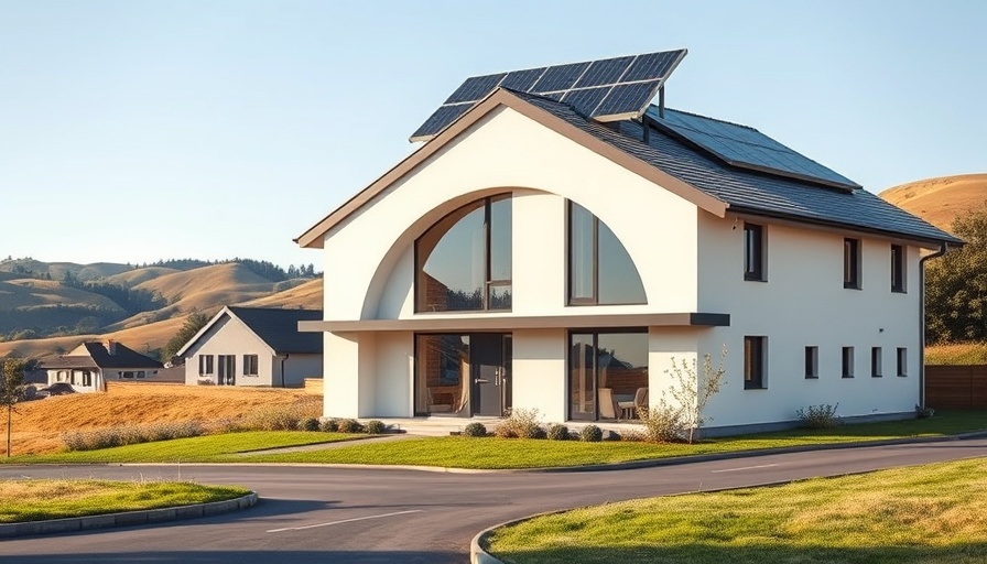 Modern arch house renovation with solar panels in scenic area.
