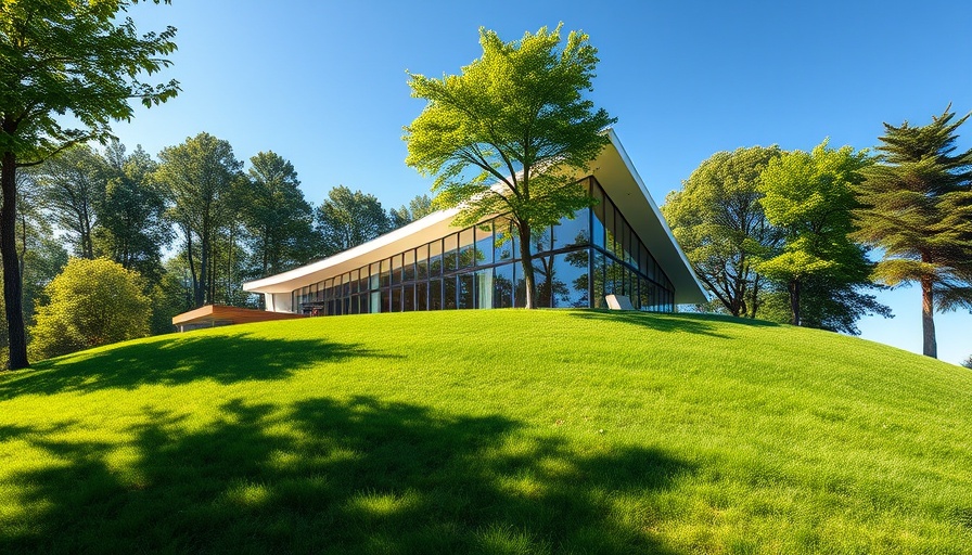 Modern Seriema House on a lush grassy hill, showcasing unique architecture.