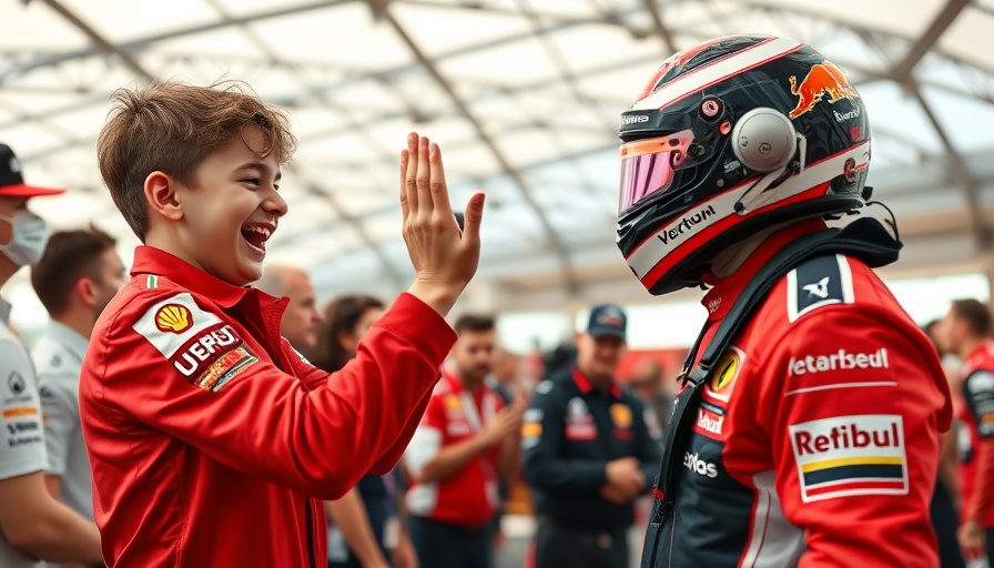 Excited Formula 1 fan experience at a team event.