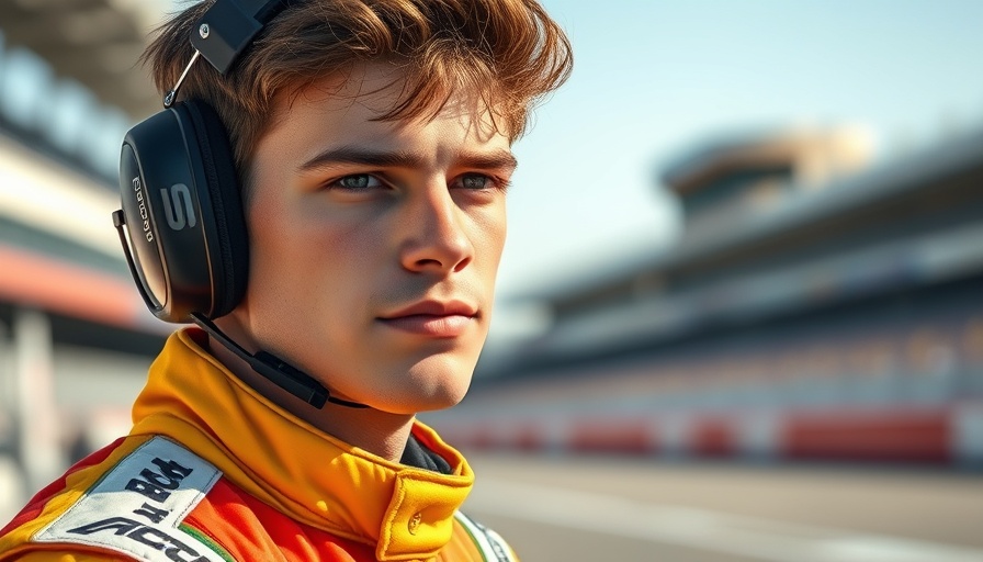 Focused male driver amid Formula One challenges at racetrack.