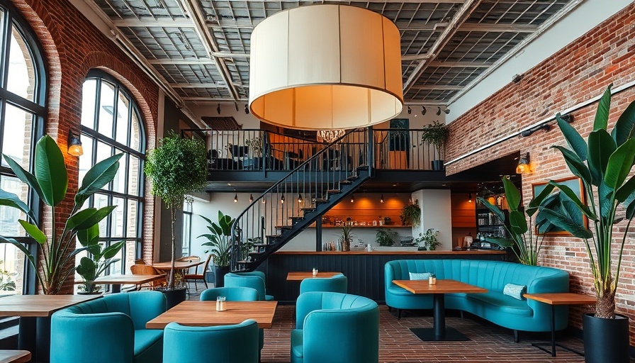 Tanatap Heritage Garden architecture in a modern cafe interior with spiral staircase.